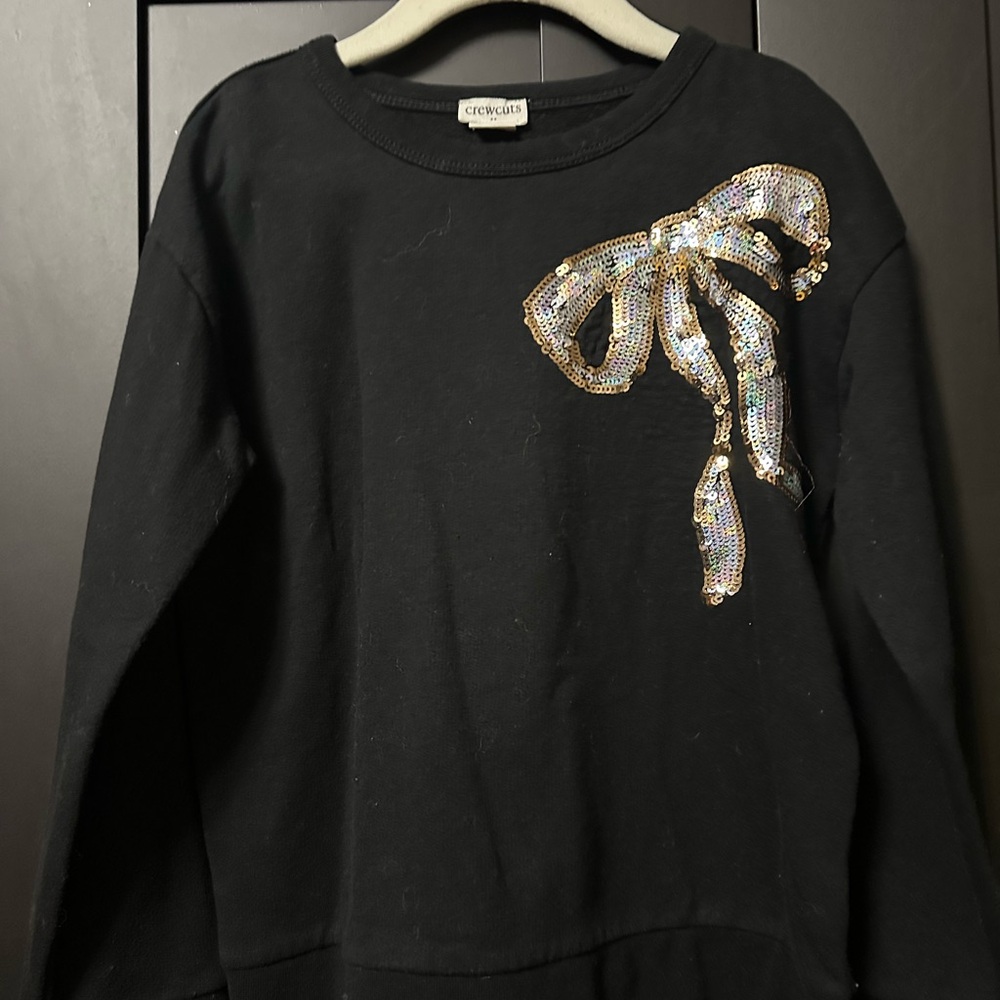 Crew cuts Black Sweater with Sequin Bow